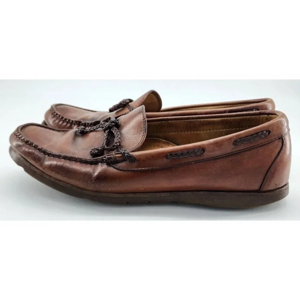 Stubbs and Wootton Palm Beach Brown Leather Boat Shoes Mens Size 10.5 D USA Made